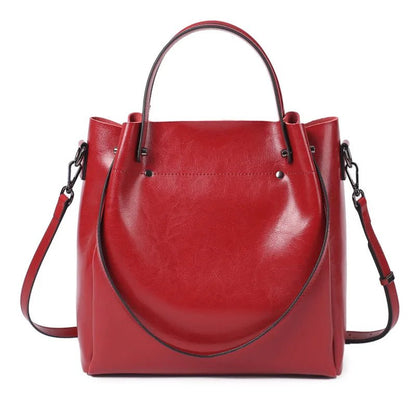Multi-Compartment Tote Bag | Glossy Vegan Leather with Top Handles and Crossbody Strap