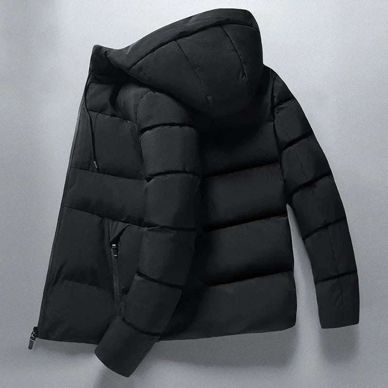 Men's Hooded Puffer Jacket | Windproof Quilted Outerwear | Insulated Winter Essential