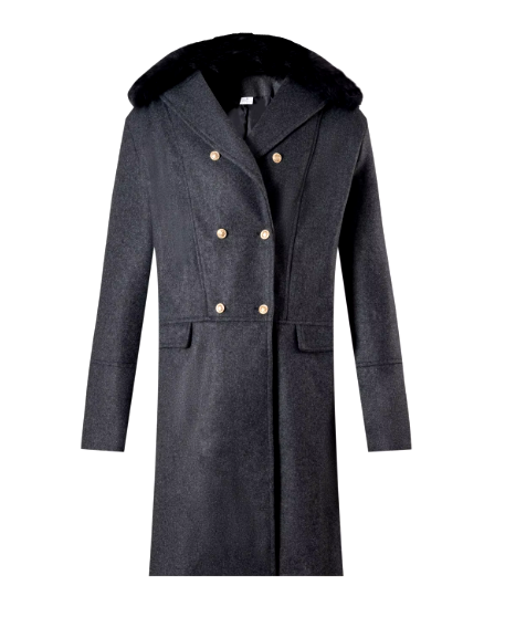 Double-Breasted Wool Overcoat | Faux Fur Collar & Winter Elegance