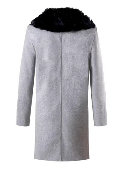 Double-Breasted Wool Overcoat | Faux Fur Collar & Winter Elegance