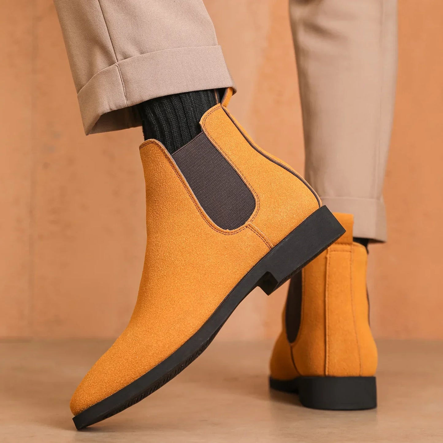 Men’s Chelsea Boots | Suede-Style Ankle Boot | Elastic Panel Slip-On Footwear
