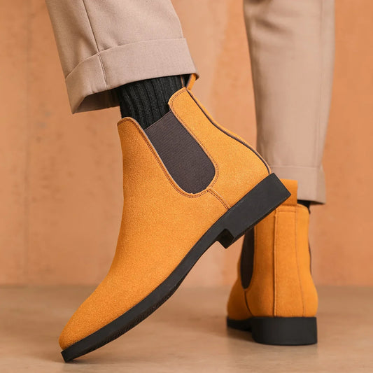 Men’s Chelsea Boots | Suede-Style Ankle Boot | Elastic Panel Slip-On Footwear