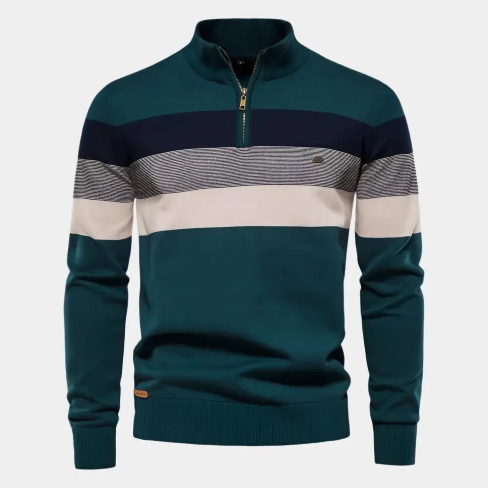 Striped Half-Zip Sweater | Casual Knit Design | Warm & Versatile | Men's Wear