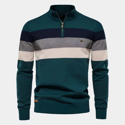 Striped Half-Zip Sweater | Casual Knit Design | Warm & Versatile | Men's Wear
