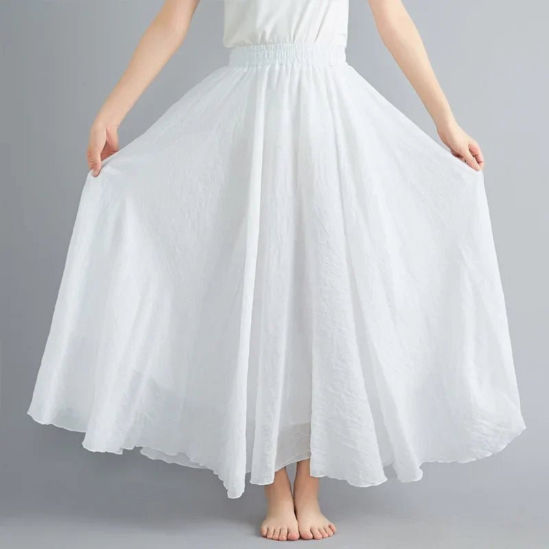 Flowy Crinkle Cotton Maxi Skirt | Elastic Waistband | Lightweight Drape