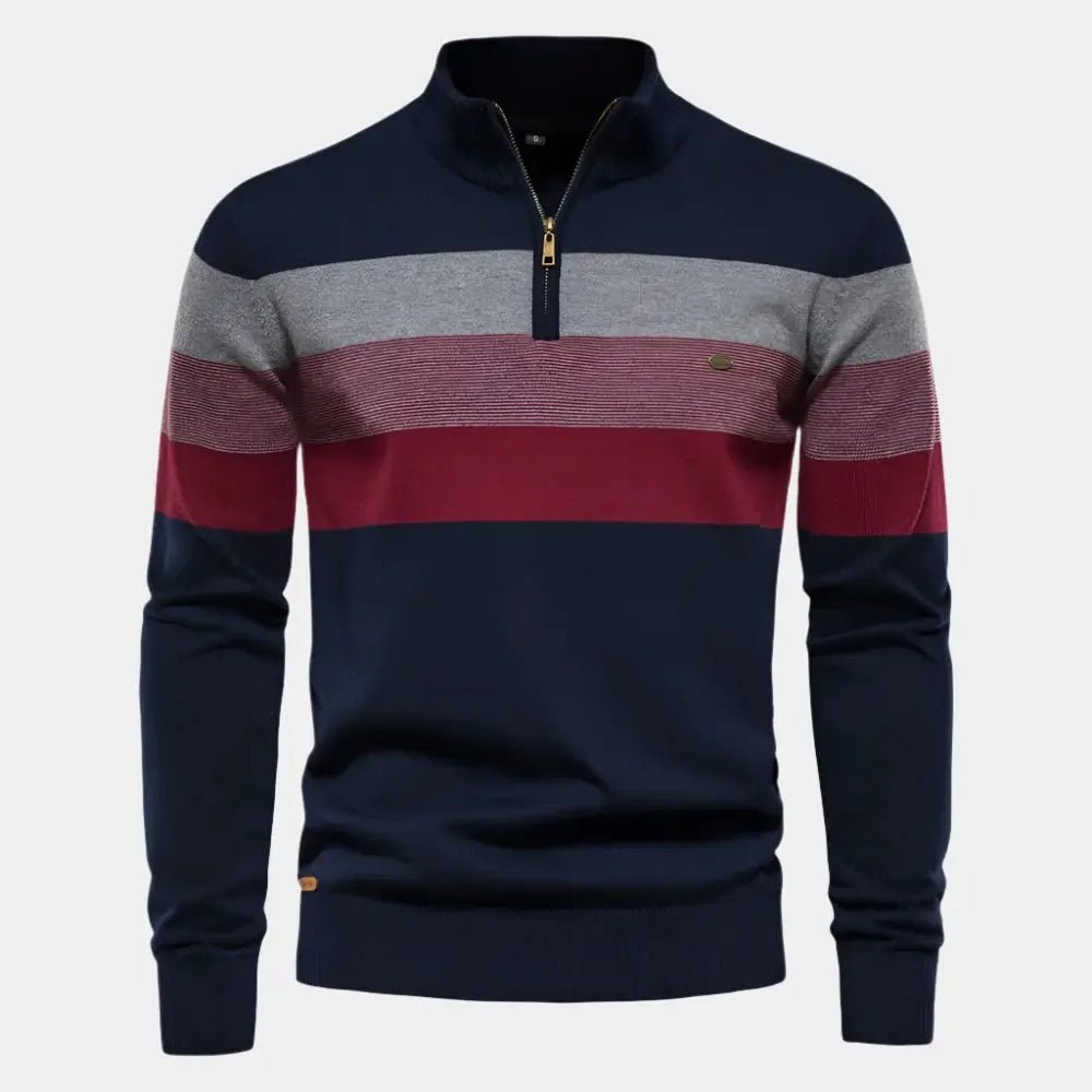 Striped Half-Zip Sweater | Casual Knit Design | Warm & Versatile | Men's Wear