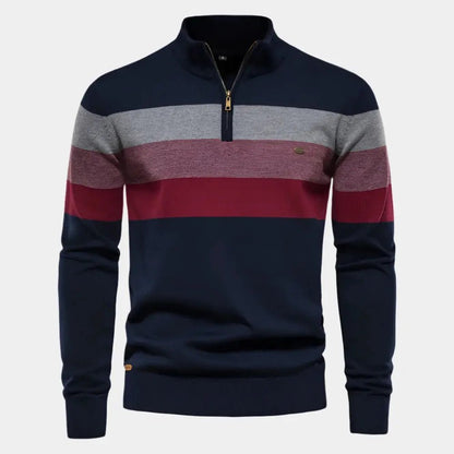 Striped Half-Zip Sweater | Casual Knit Design | Warm & Versatile | Men's Wear