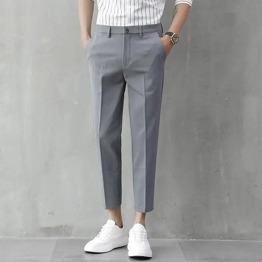 Slim Cropped Dress Pants | Stretch Waist with Tapered Leg