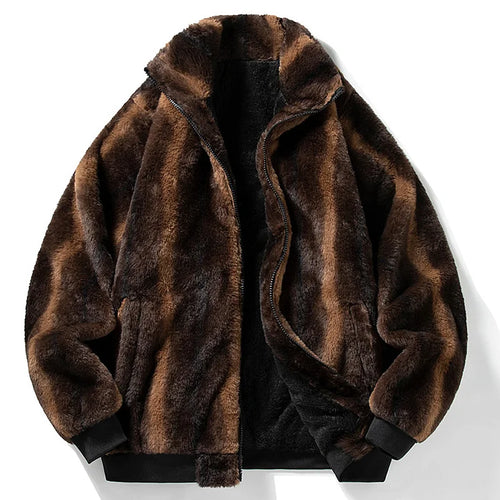 Men’s Faux Fur Jacket | Oversized Plush Fit & Ribbed Trim | Cold Weather Statement