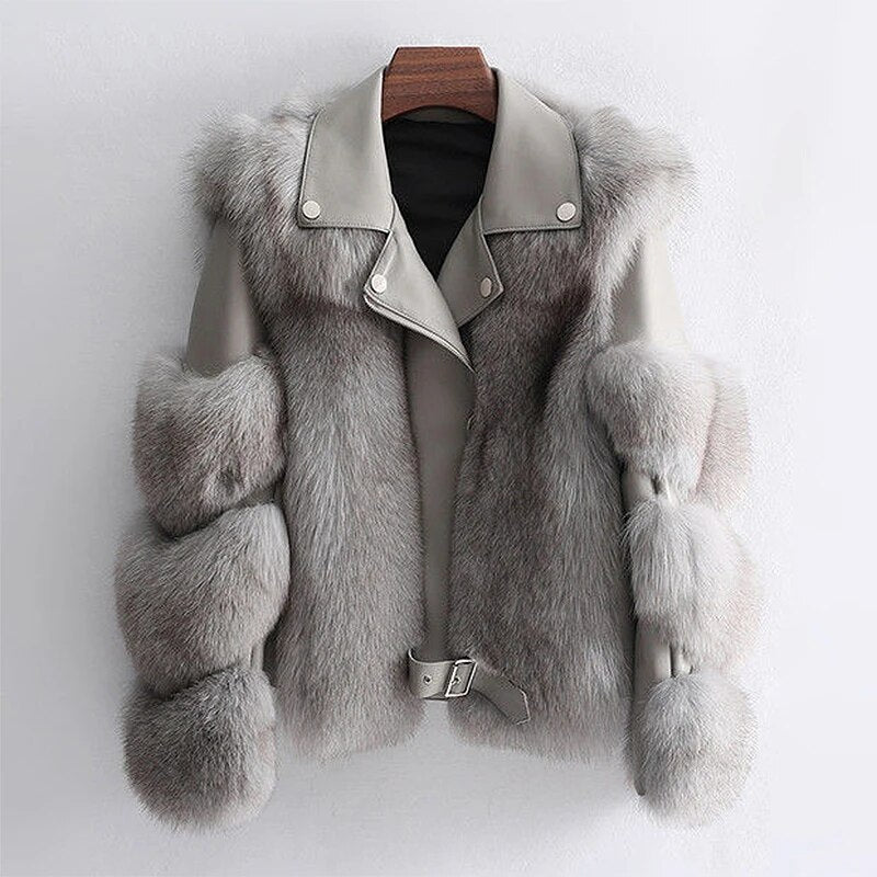 Faux Fur Biker Jacket | Luxe Layering Piece | Belted Design | Winter Glam