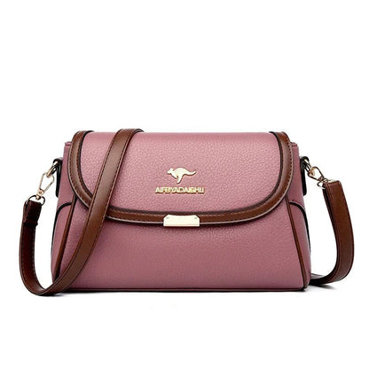 Flap Shoulder Bag | PU Leather | Contrast Trim & Crossbody Strap