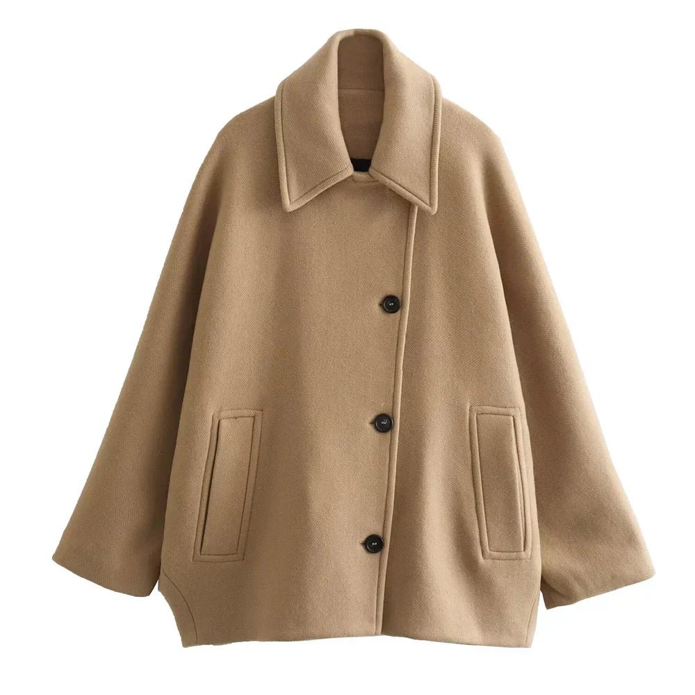Cropped Wool Blend Peacoat | Boxy Fit | Minimalist Style