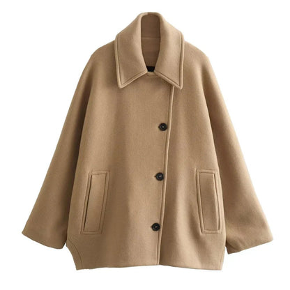 Cropped Wool Blend Peacoat | Boxy Fit | Minimalist Style