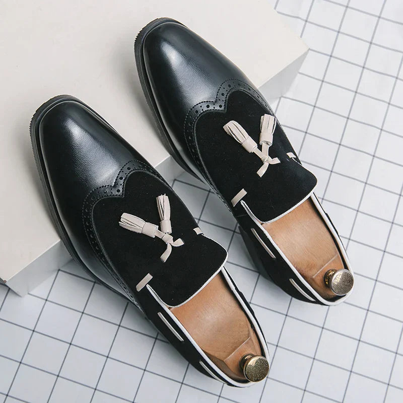 Men’s Tassel Loafers | Two-Tone Wingtip | Classic Leather Slip-Ons