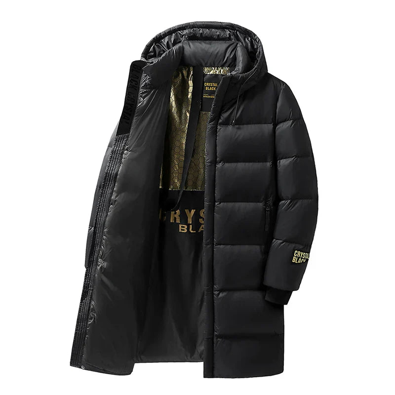 Men’s Long Down Puffer Parka | Heavyweight Winter Coat | Windproof Hooded Design