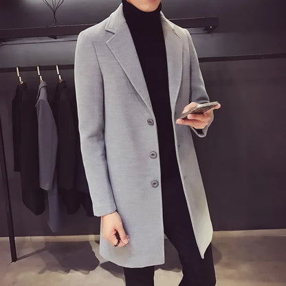 Men’s Tailored Wool-Blend Overcoat | Single-Breasted Classic | Cold-Weather Dress Layer