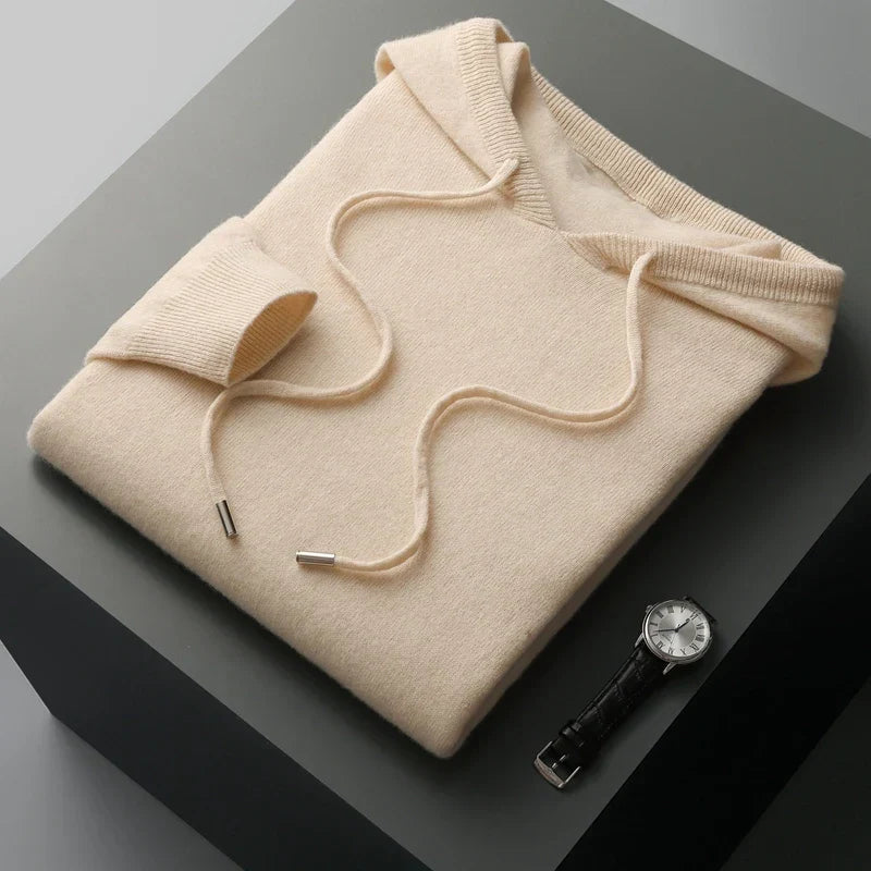 Men's Knit Hoodie | Lightweight Pullover with Drawstring Hood | Soft Fall Layer