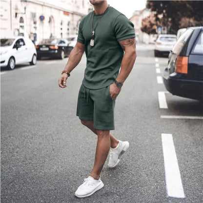 Men’s Crewneck Knit Lounge Set | Short-Sleeve Top & Casual Shorts