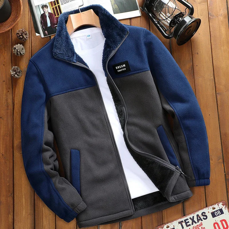 Men’s Sherpa Fleece Zip Jacket | Contrast Panels | Midweight Fall Layer