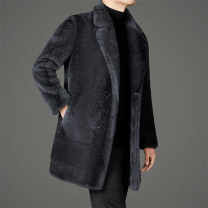 Men’s Faux Fur Overcoat | Longline Plush Jacket | Winter Street Style Layer