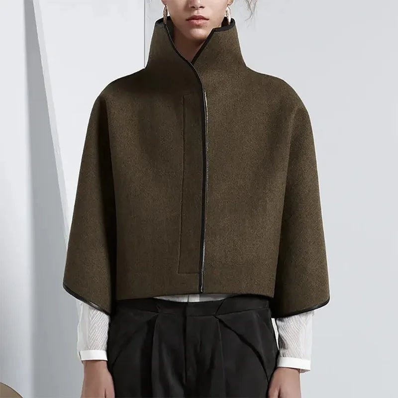 High-Neck Cropped Wool Coat | Minimalist Style | Warm Outerwear | Elegant Fit
