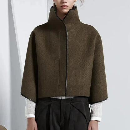 High-Neck Cropped Wool Coat | Minimalist Style | Warm Outerwear | Elegant Fit