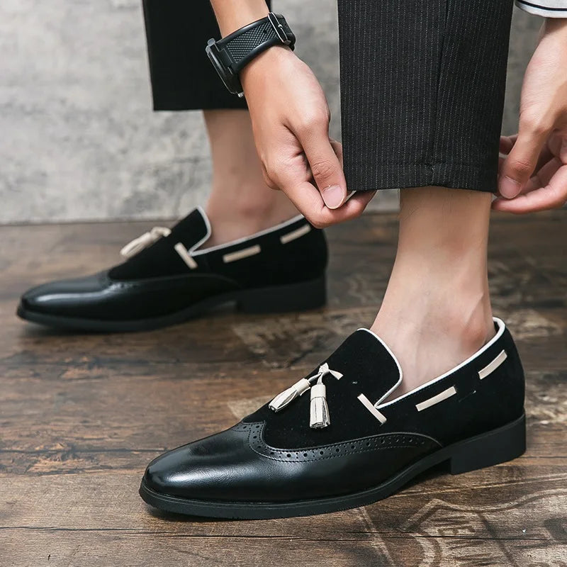 Men’s Tassel Loafers | Two-Tone Wingtip | Classic Leather Slip-Ons