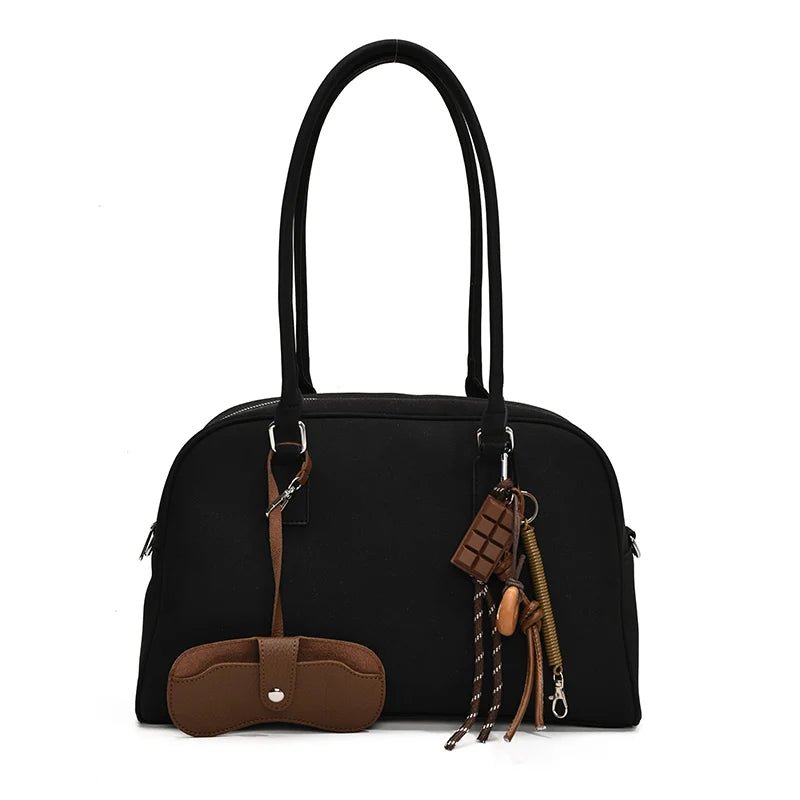 Minimalist Charm Tote Bag with Top Zip | Soft Handle, Casual Everyday Style