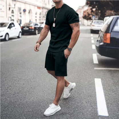 Men’s Crewneck Knit Lounge Set | Short-Sleeve Top & Casual Shorts