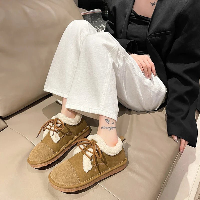 Fleece-Lined Winter Moccasins | Adjustable Lace-Up | Suede Finish | Cozy Everyday Wear