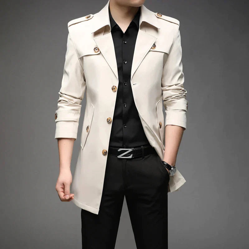 Men's Double-Breasted Casual Trench Coat | Slim Fit Lightweight Jacket | Urban Fall Outerwear