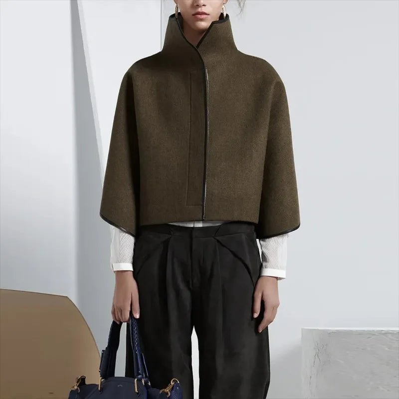 High-Neck Cropped Wool Coat | Minimalist Style | Warm Outerwear | Elegant Fit