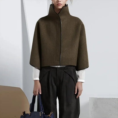 High-Neck Cropped Wool Coat | Minimalist Style | Warm Outerwear | Elegant Fit