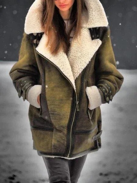 Faux Shearling Aviator Jacket | Plush Lining | Oversized Collar | Winter Luxe Style