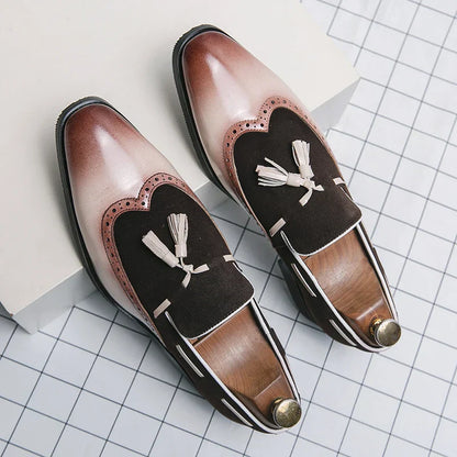 Men’s Tassel Loafers | Two-Tone Wingtip | Classic Leather Slip-Ons