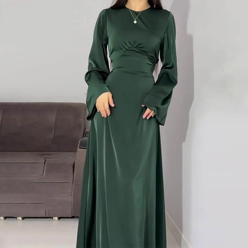 Satin Abaya Maxi Dress | Modest Formalwear with Elegant Silhouette