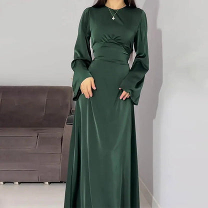Satin Abaya Maxi Dress | Modest Formalwear with Elegant Silhouette