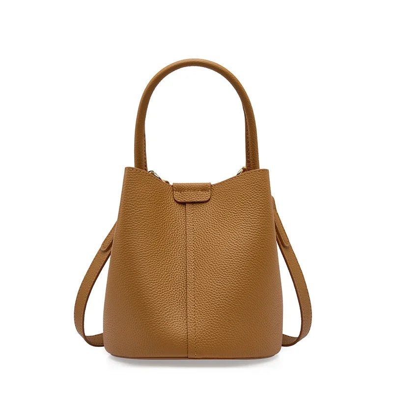 Minimalist Leather Bucket Bag | Compact Crossbody with Interior Pouch