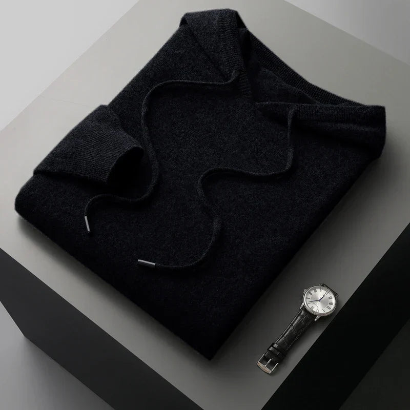 Men's Knit Hoodie | Lightweight Pullover with Drawstring Hood | Soft Fall Layer