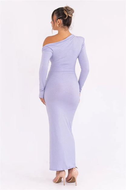 One-Shoulder Sequin Midi Dress | Elegant Fit | Stretch Fabric | Glamorous Evening Wear