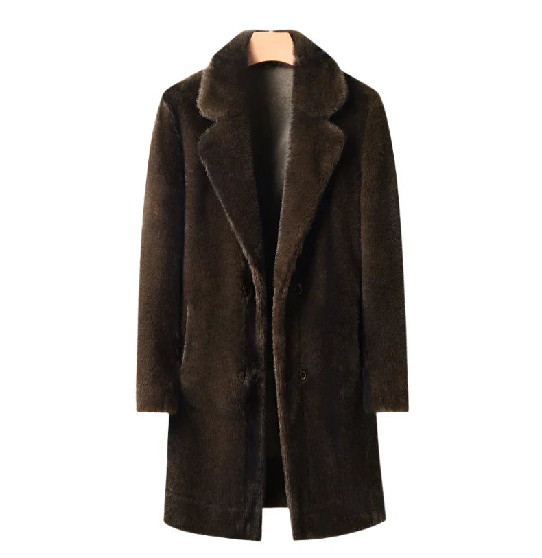 Men’s Faux Fur Overcoat | Longline Plush Jacket | Winter Street Style Layer