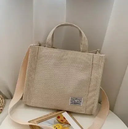 Corduroy Mini Tote | Dual Carry Handles & Crossbody Strap | Casual Everyday Bag