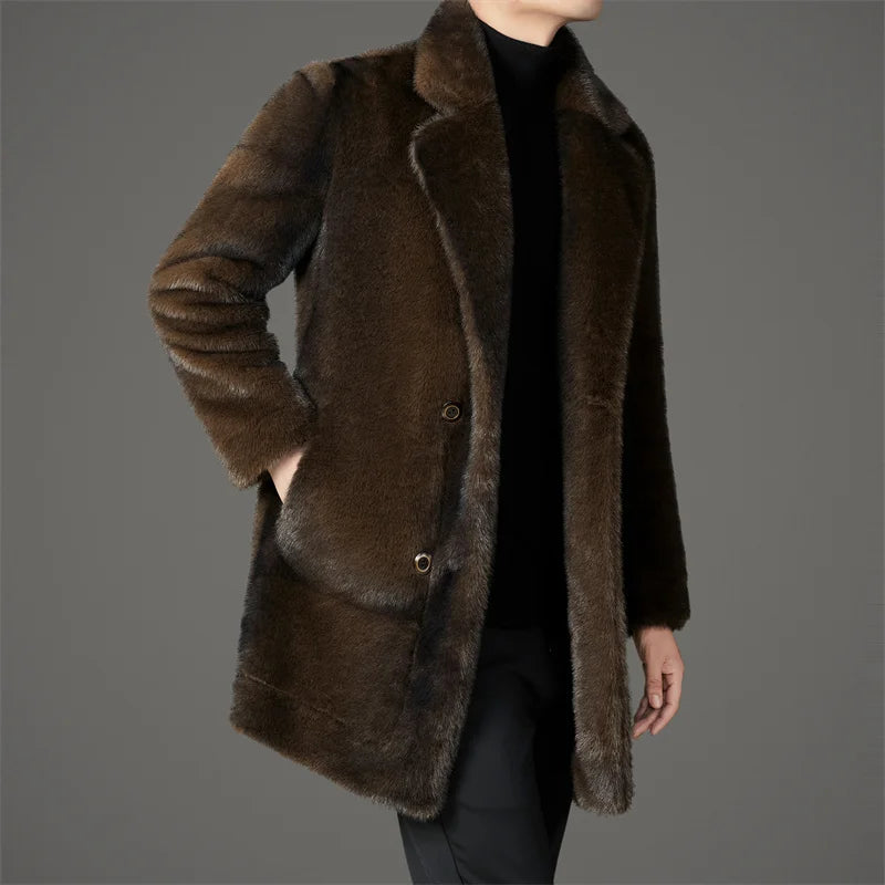 Men’s Faux Fur Overcoat | Longline Plush Jacket | Winter Street Style Layer