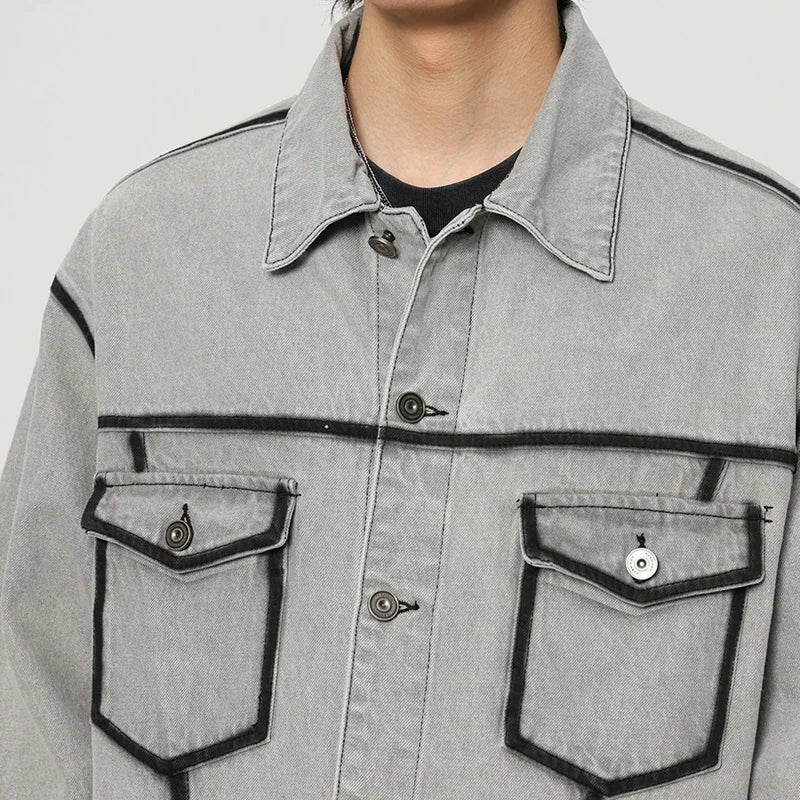 Contrast Stitch Overshirt Jacket | Wool Blend | Relaxed Fit
