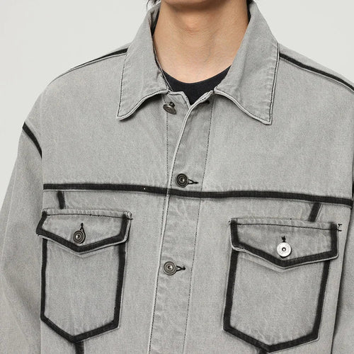 Contrast Stitch Overshirt Jacket | Wool Blend | Relaxed Fit