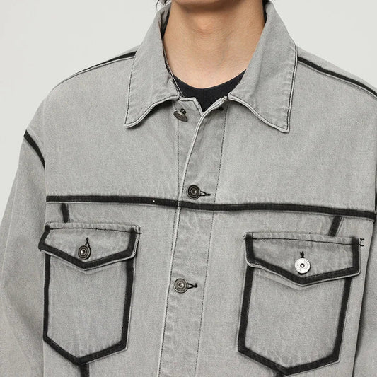 Contrast Stitch Overshirt Jacket | Wool Blend | Relaxed Fit