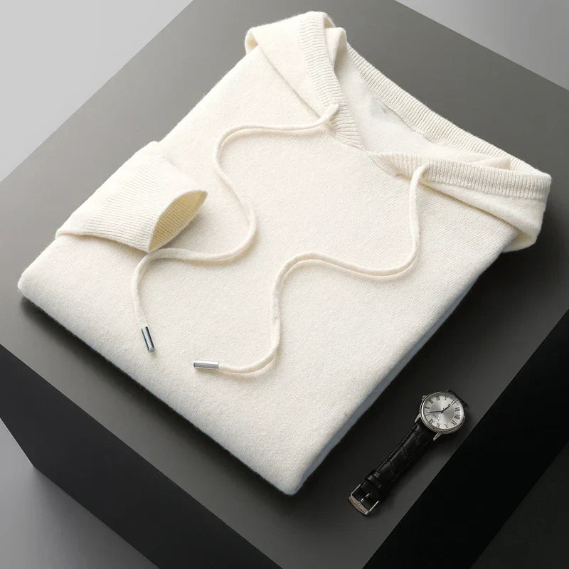 Men's Knit Hoodie | Lightweight Pullover with Drawstring Hood | Soft Fall Layer