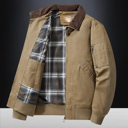 Men’s Lined Bomber Jacket | Corduroy Collar | Midweight Cotton Twill