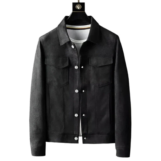 Men’s Suede-Look Trucker Jacket | Lightweight Snap Front | Transitional Outerwear Canada