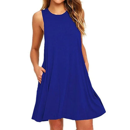 Sleeveless Swing Dress | High Neckline | Relaxed A-Line Silhouette